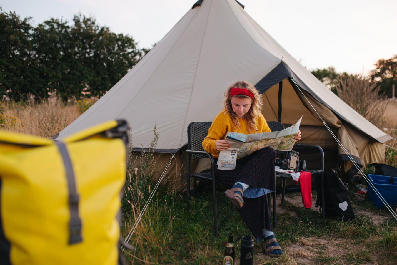 Camping, telt, kvinde