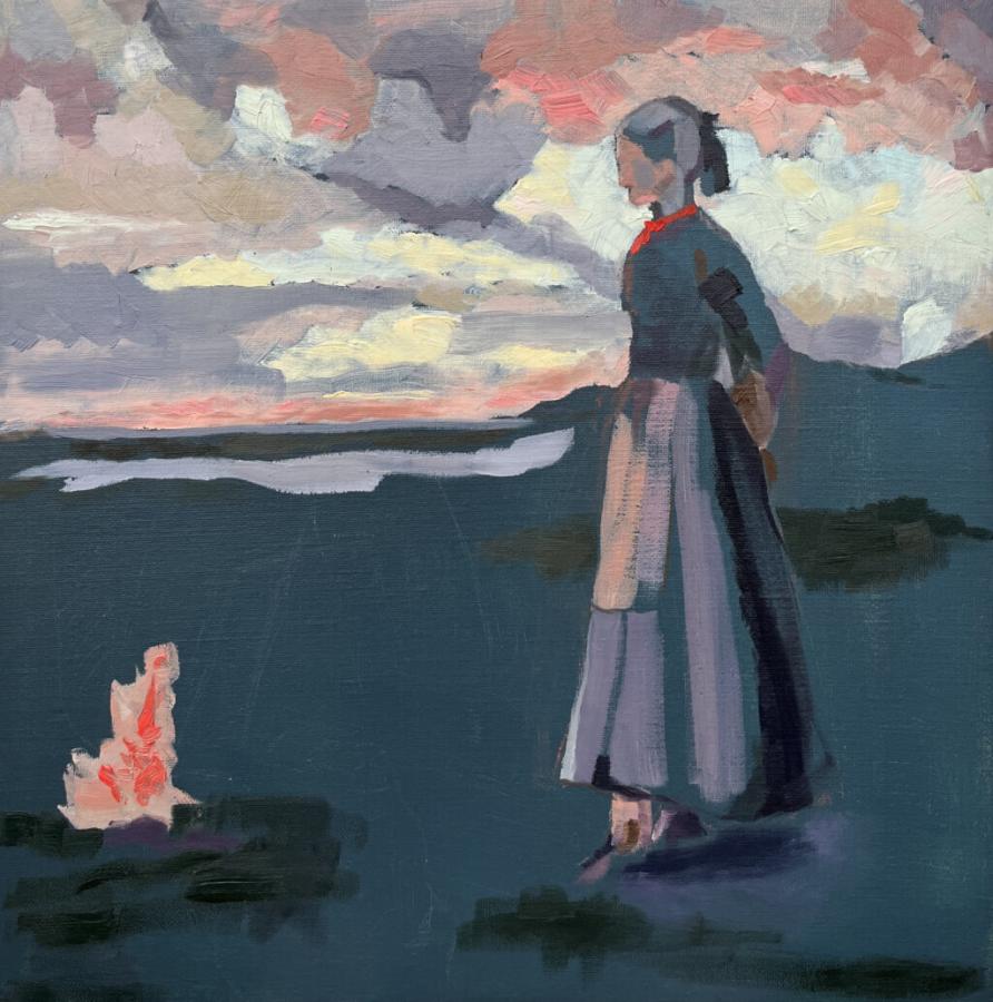 Udstilling: Kvinder ved havet "ung kvinde ved ild"