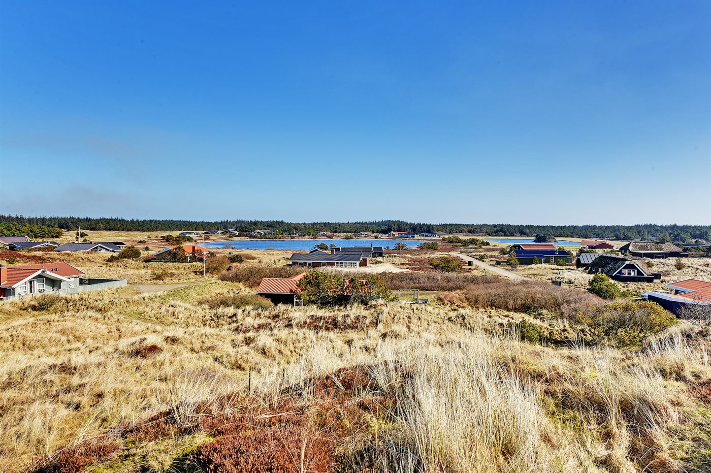 Udsigt over feriehus område ved Vejers